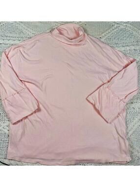 We The Free Phoebe Turtleneck Long Sleeve Longline Top Pink Sz M